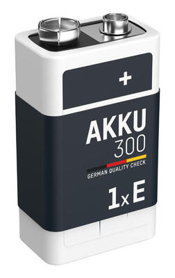 9V E-Block Akku 300 mAh Geringe Selbstentladung