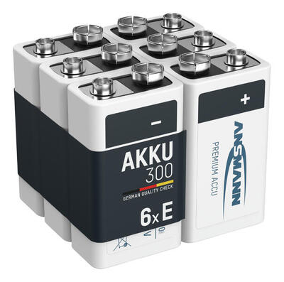 9V E-Block Akku 300 mAh Geringe Selbstentladung