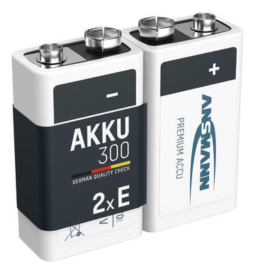 9V E-Block Akku 300 mAh Geringe Selbstentladung