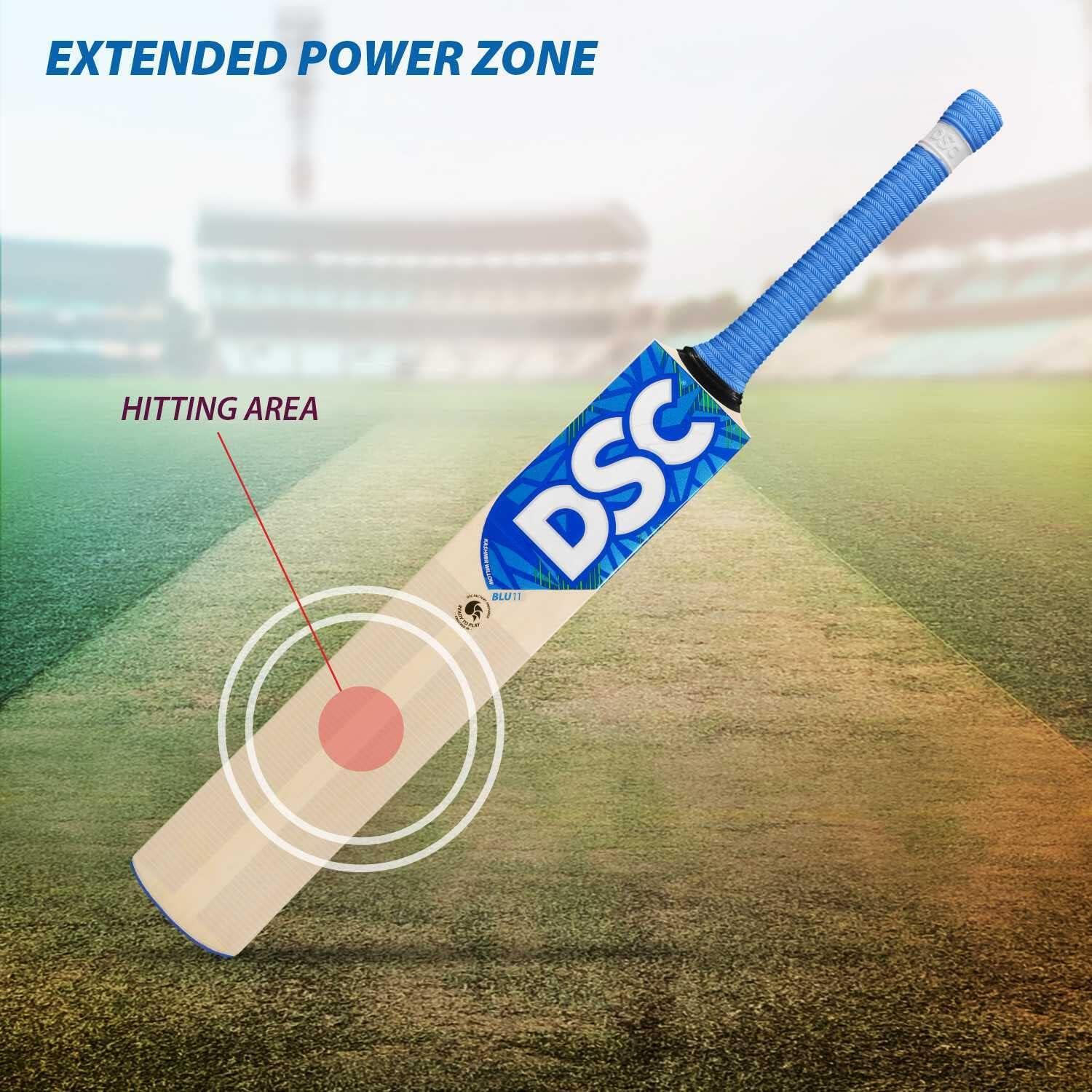 DSC BLU 11 Kashmir Willow Cricket Bat 2023 | Massive Edges| Extended Power Zone 2/7