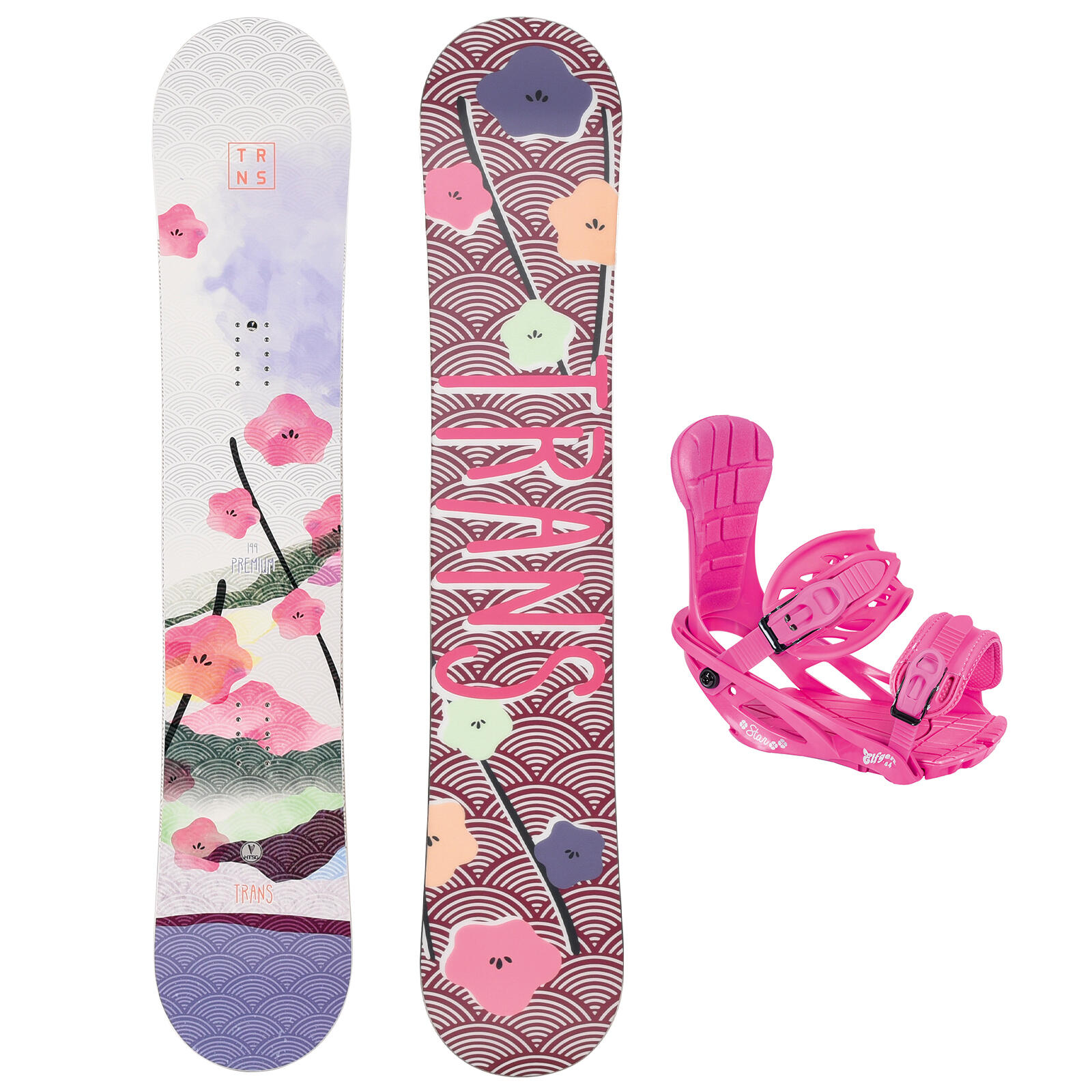 TRANS Trans Damen Snowboard Set Premium Wood 148 cm Lila + Pipe M Bindung