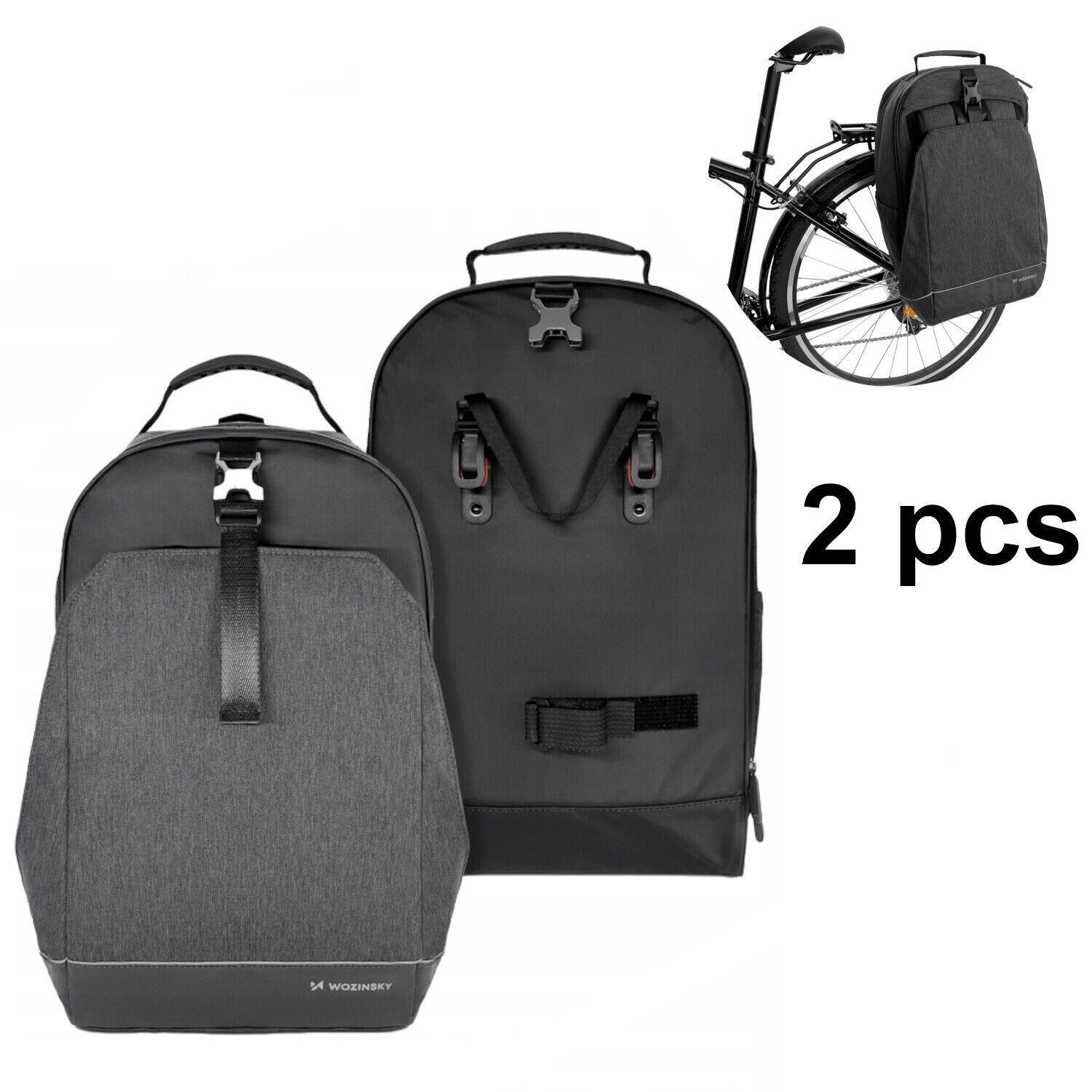 2x Wozinsky torba rowerowa na bagażnik plecak rowerowy ze stelażem 2w1 40l