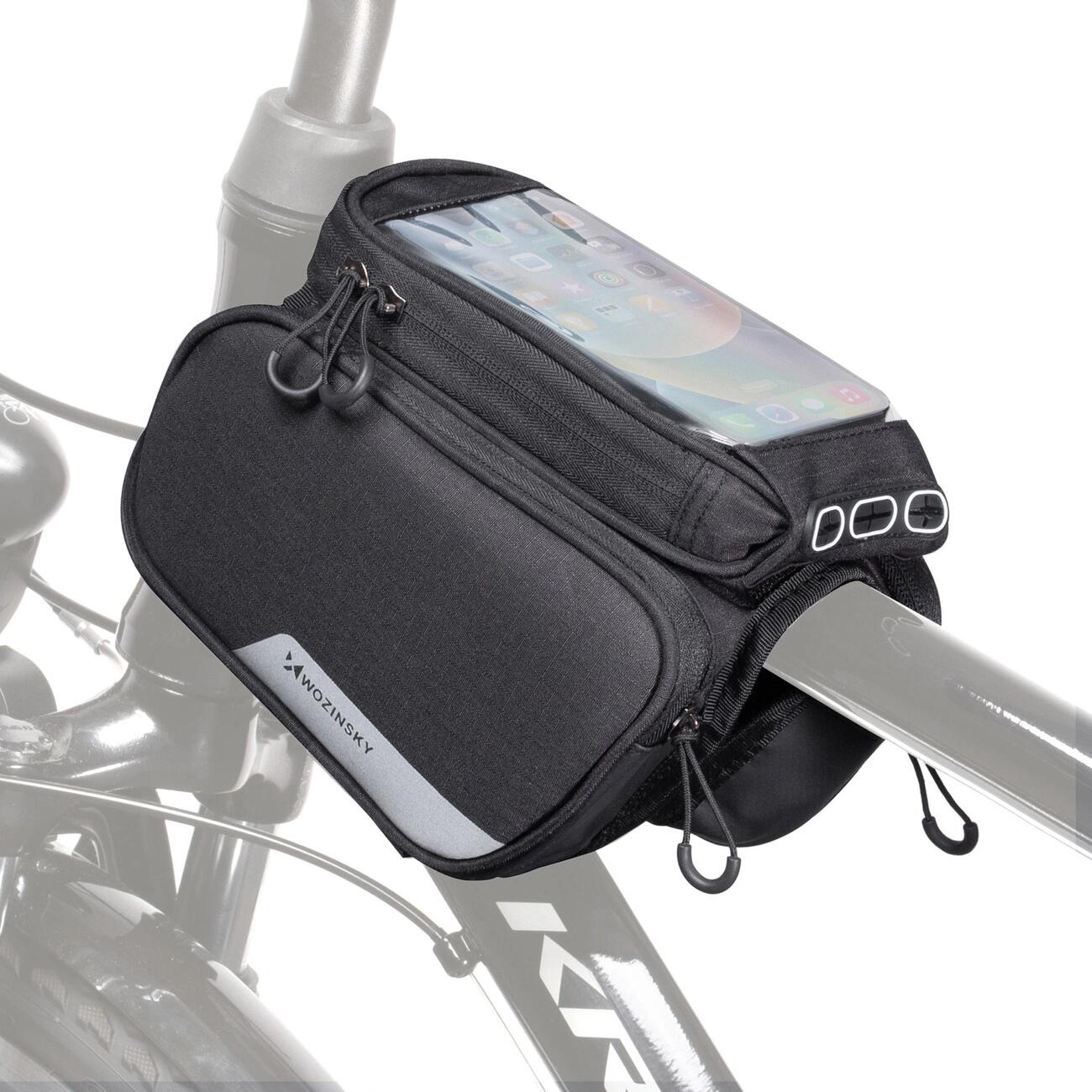 Torba rowerowa na ramę Wozinsky wodoodporna z pokrowcem na telefon 1,5 L