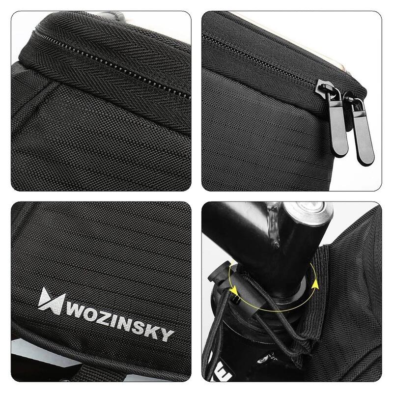 Bolsa de quadro de bicicleta preta, 6,5 polegadas, 1,5 litros