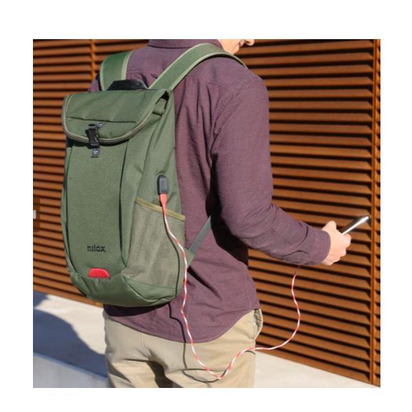 Nilox Green Outdoor Sac à Dos 15.6" – Matériaux Recyclés avec Port USB 3/4