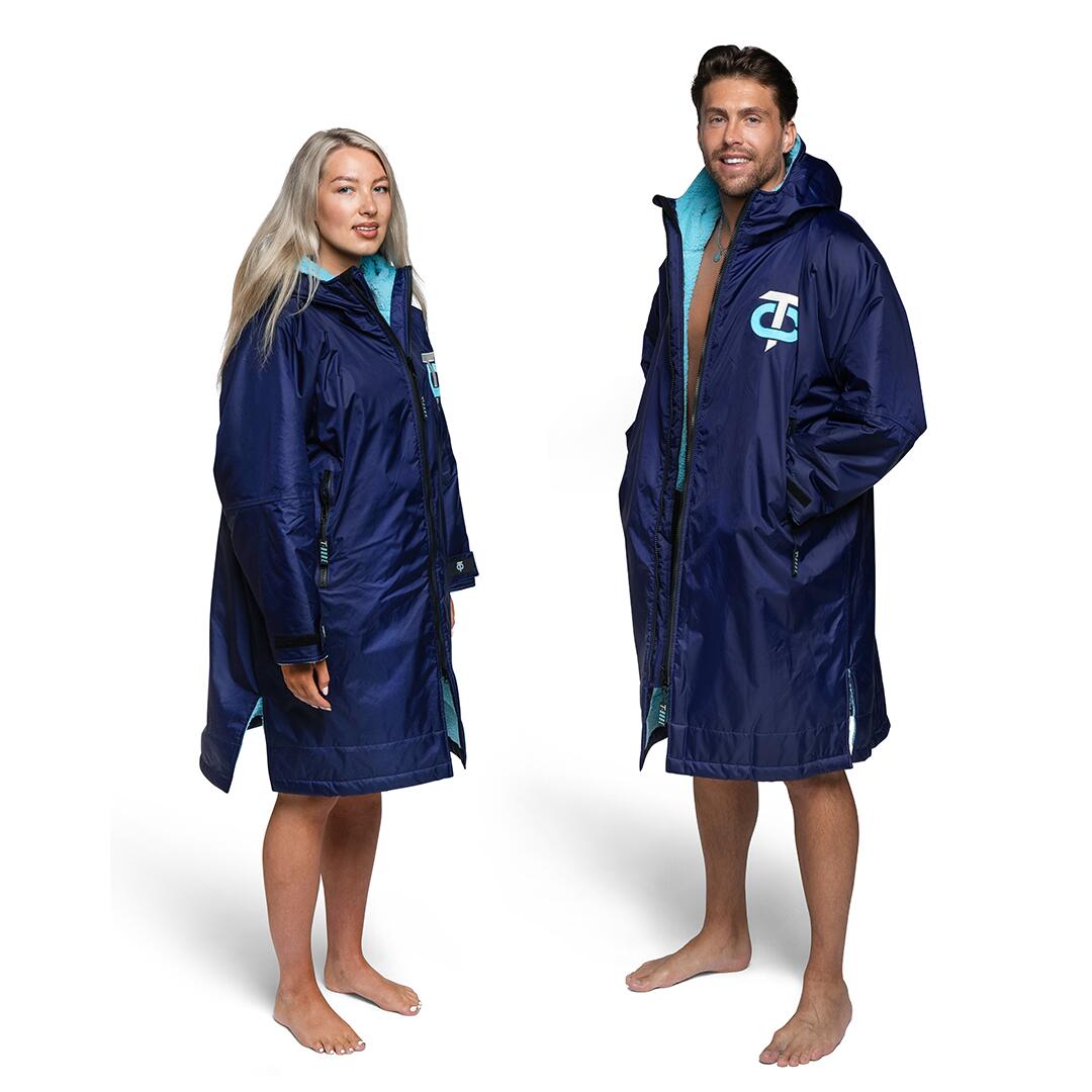 Catalonia Classy Waterdichte en winddichte zwemparka voor heren, dames, volwassenen, warme badjas voor kamperen, surfen en zwemmen, blauw, roze, XXS