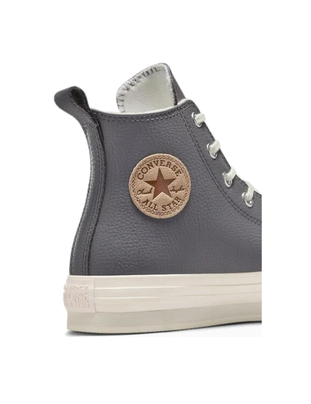 Chaussures pour fille Converse Eva plateforme haute en cuir Gris 5/7