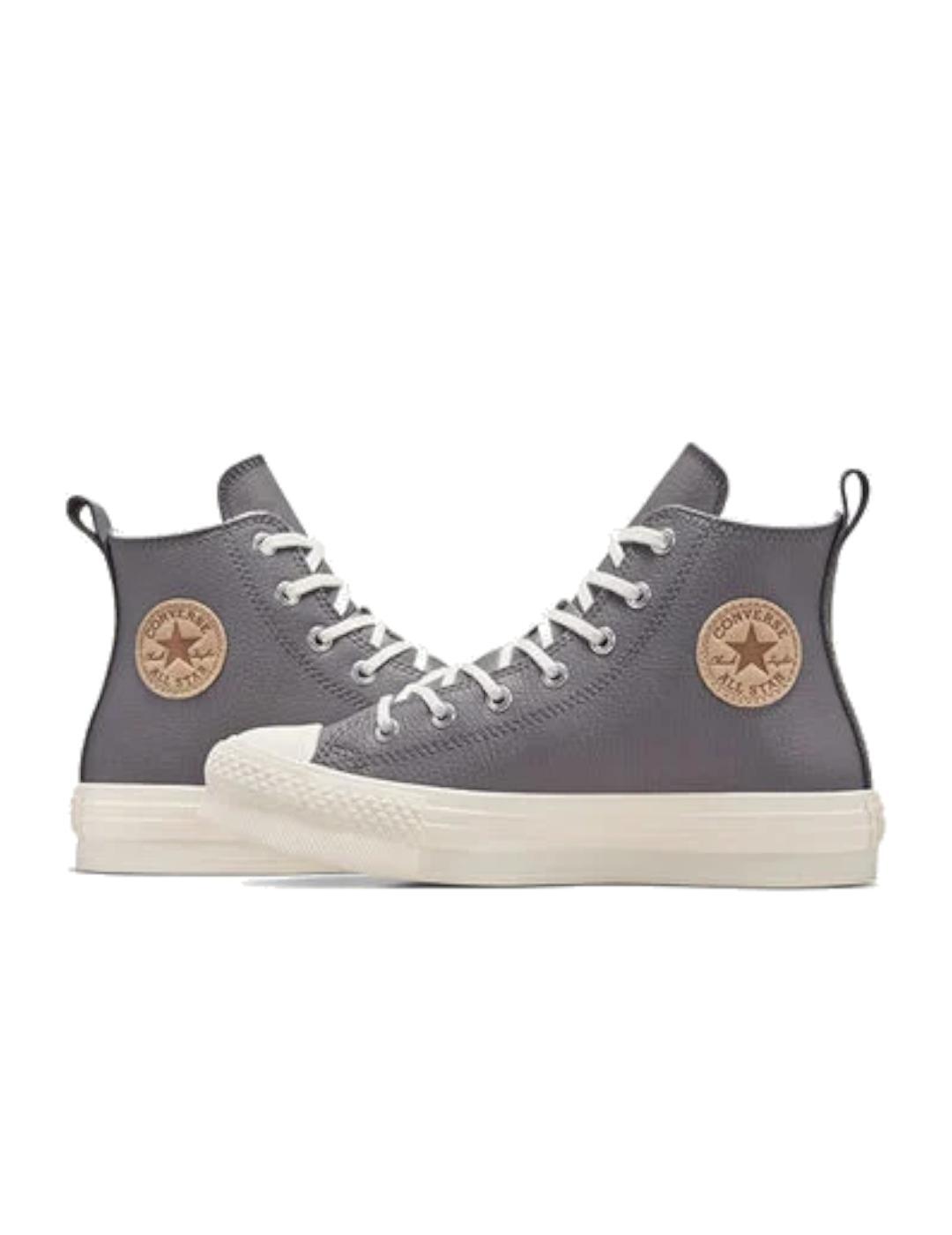Chaussures pour fille Converse Eva plateforme haute en cuir Gris 4/7