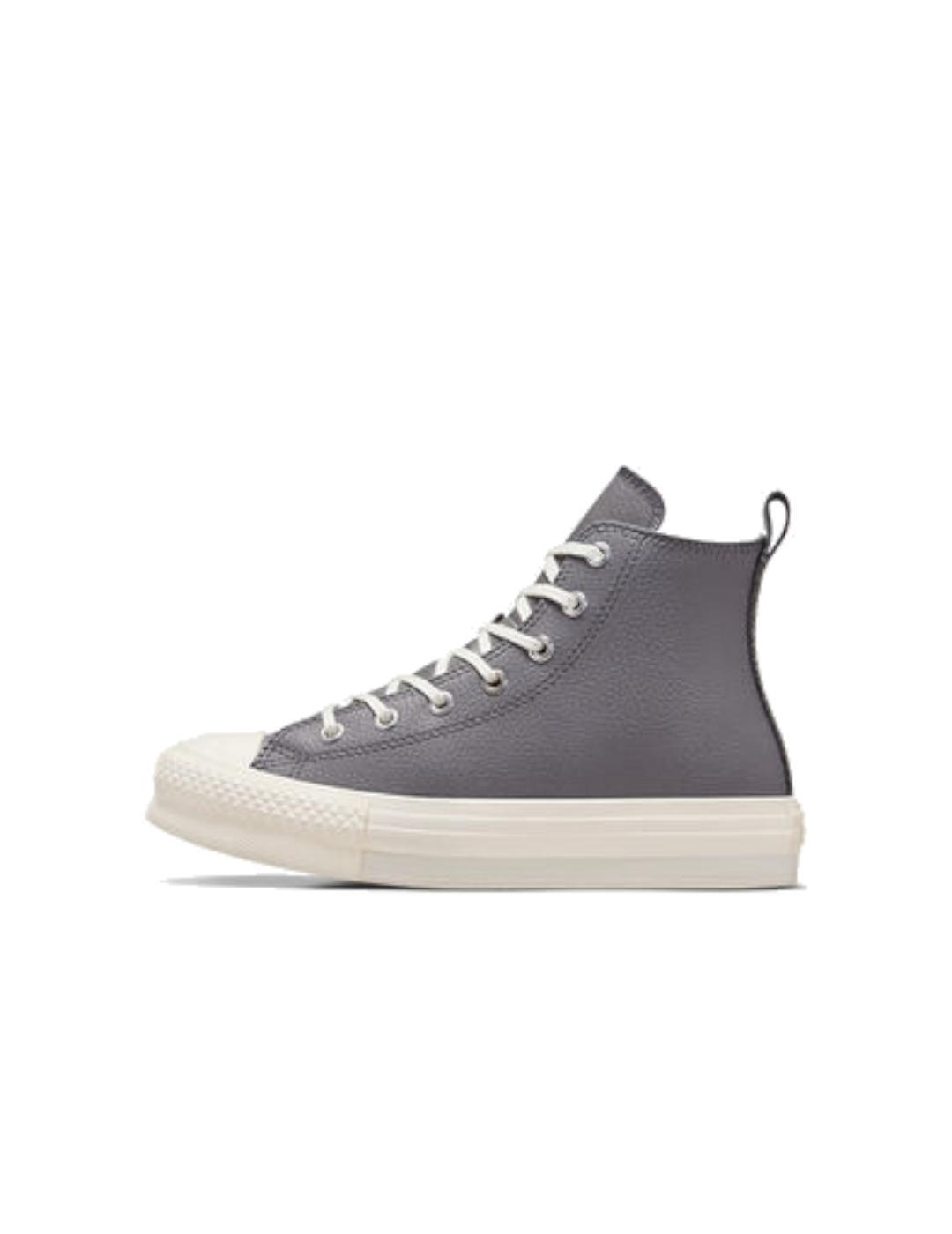 Chaussures pour fille Converse Eva plateforme haute en cuir Gris 2/7