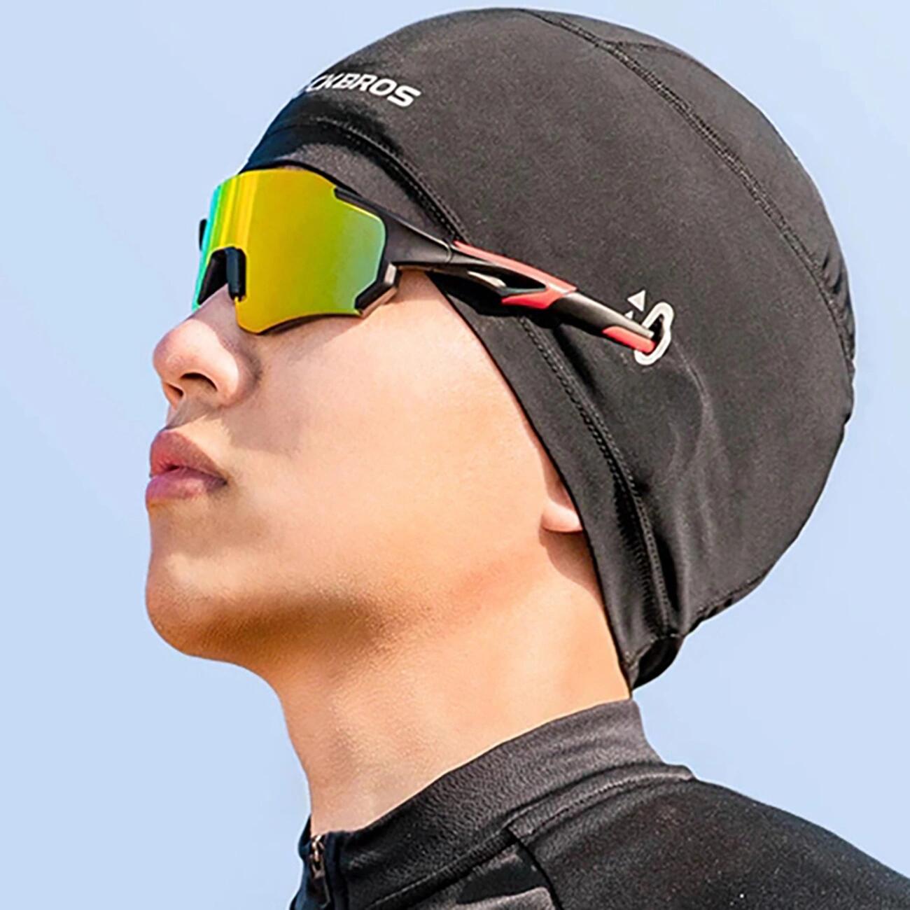 Gorra de ciclismo con recortes para gafas - negra 3/6