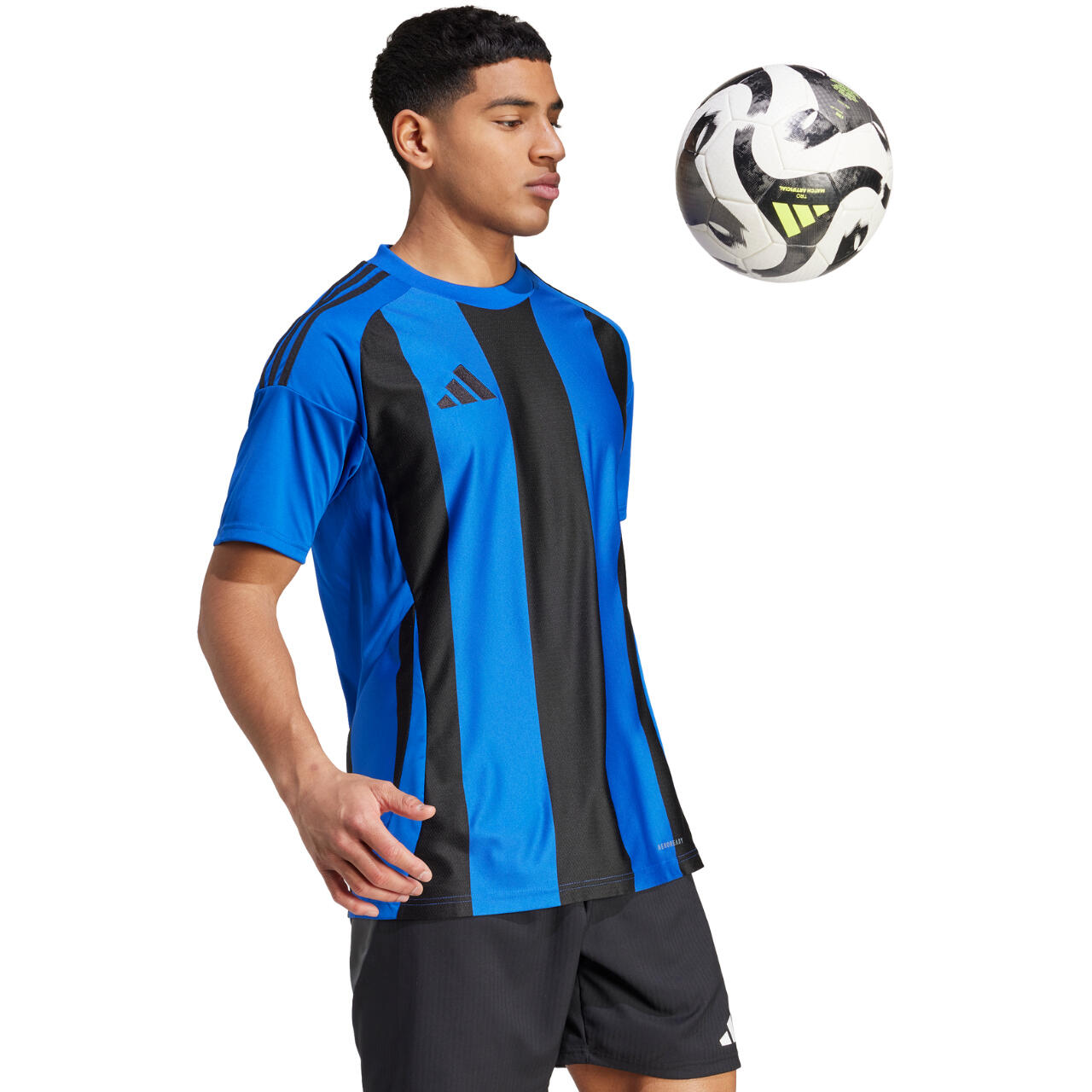 T-shirt adidas Blu Navy a Righe 3/8