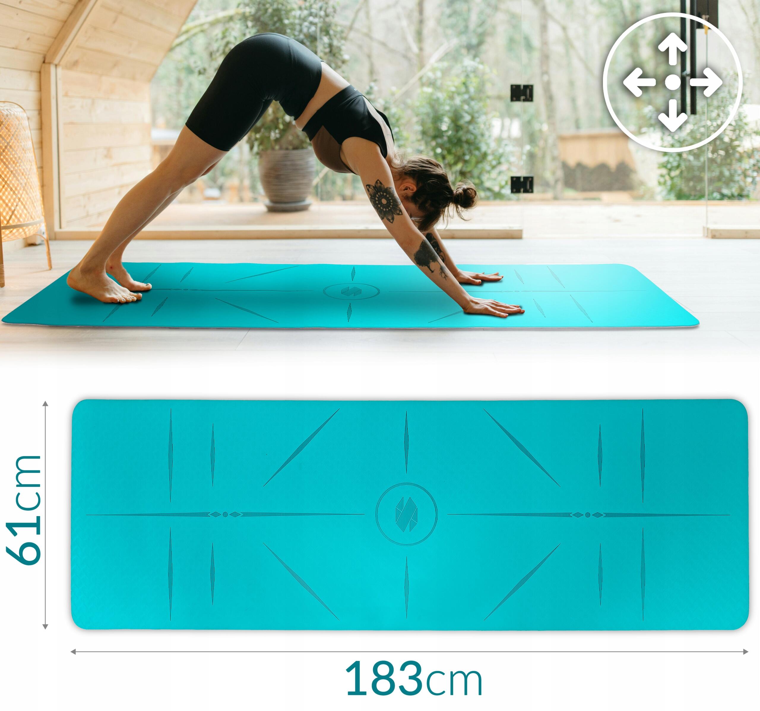 Mata do ćwiczeń jogi fitness z paskiem Sapphire SG-1128 6 mm TPE antypoślizgowa 7/7