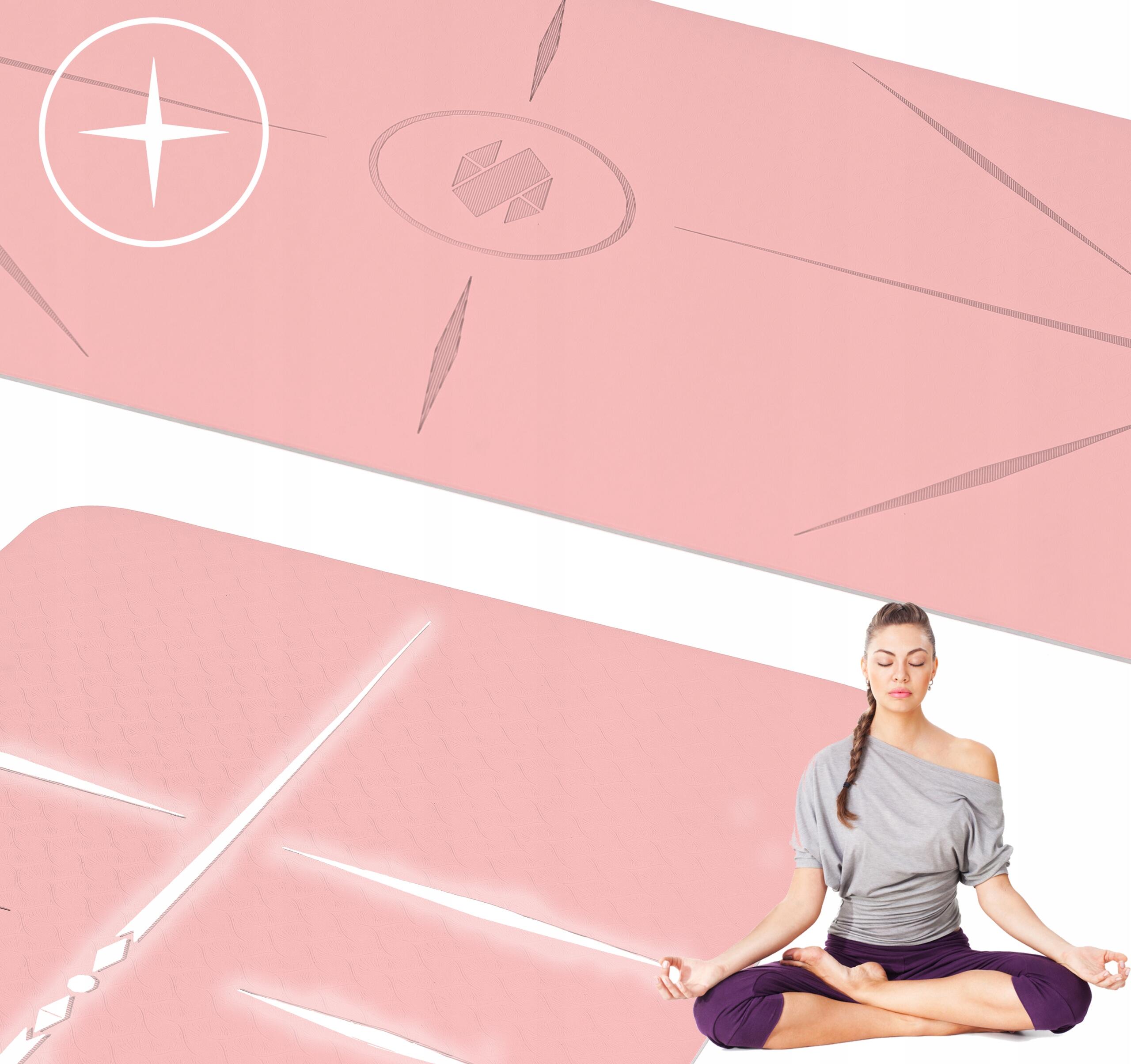 Mata do ćwiczeń jogi fitness z paskiem Sapphire SG-1128 6 mm TPE antypoślizgowa 4/7