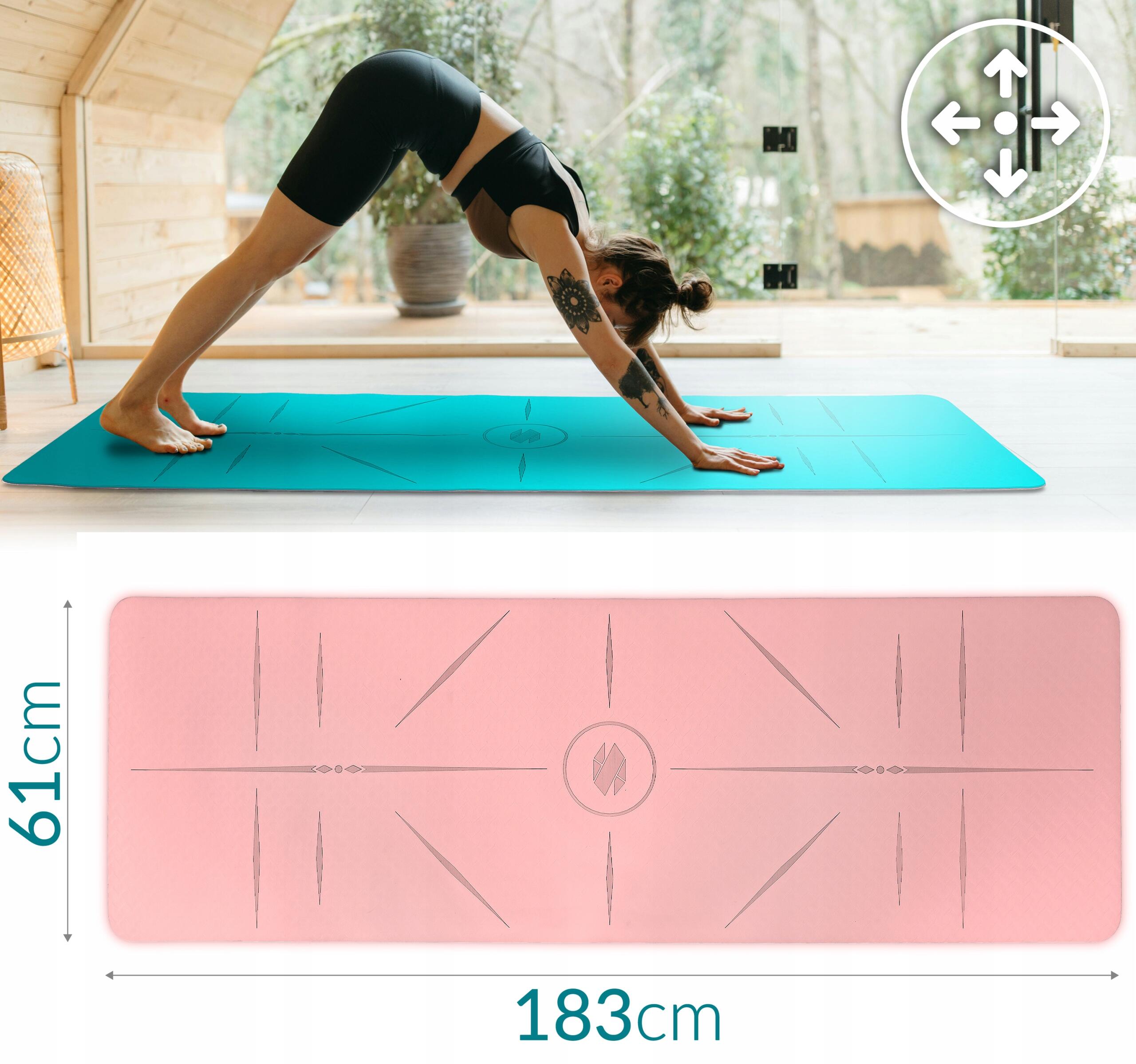 Mata do ćwiczeń jogi fitness z paskiem Sapphire SG-1128 6 mm TPE antypoślizgowa 7/7