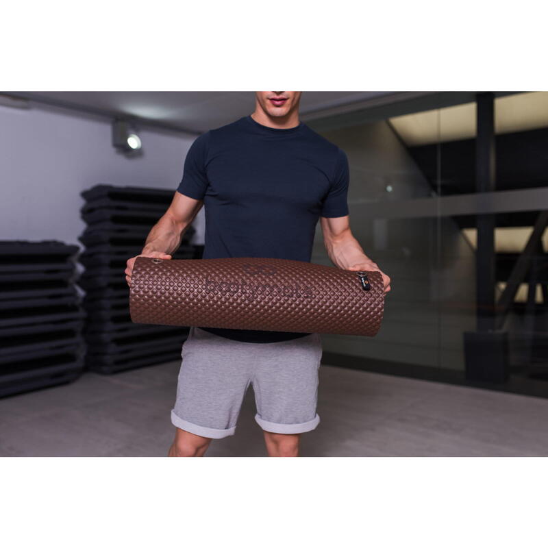 Gevoerde vloermat Maximaal comfort voor fitness en pilates. 160x60cm. Chocolat