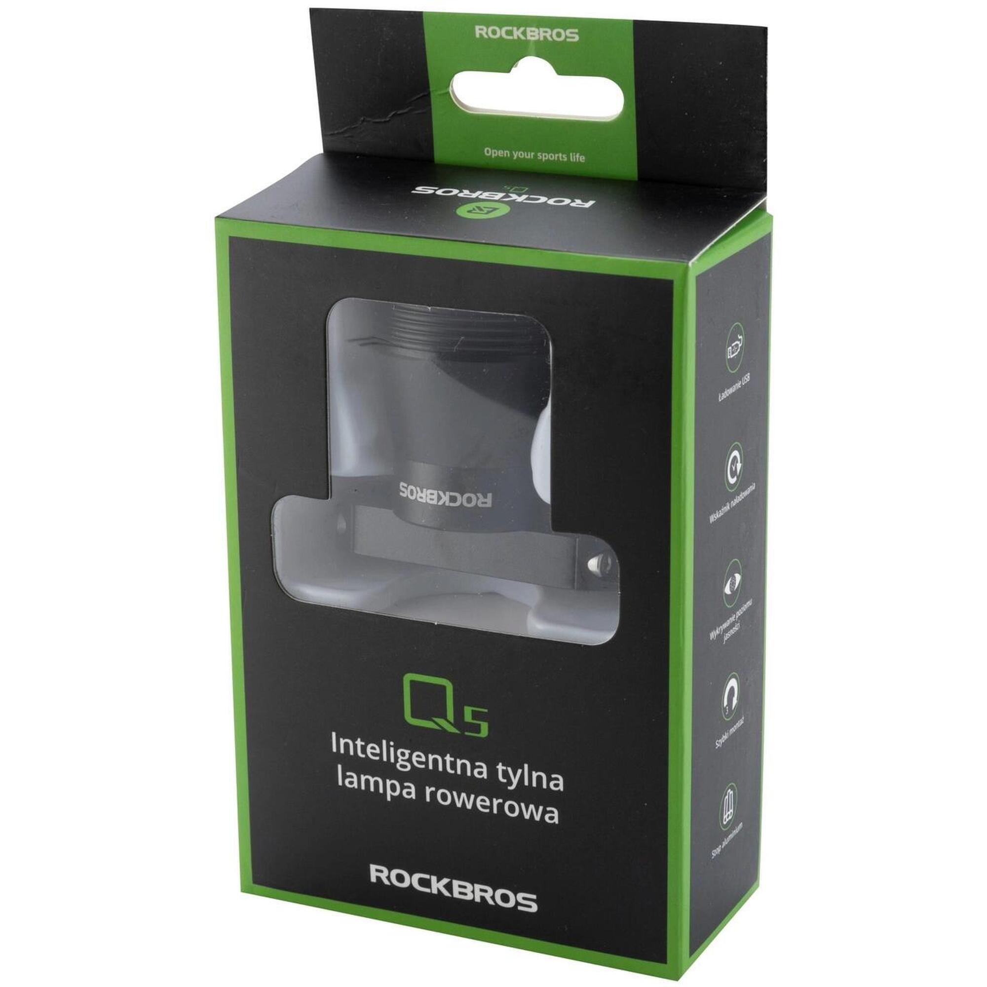 Lumină Inteligentă pentru Bicicletă Rockbros Q5, 60 Lm, Sistem Frânare Avansat