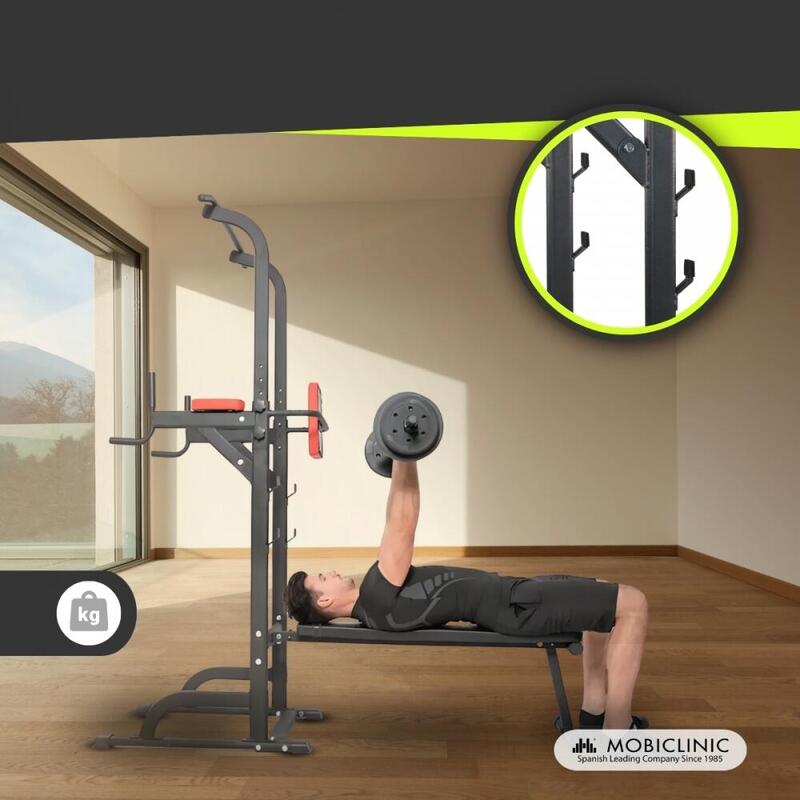 Station de musculation 9 en 1 Capacité max de 250 kg Hauteur réglable Pliable