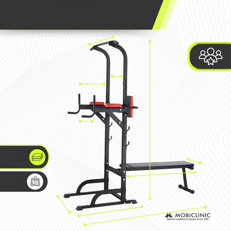 Estación de musculación  9 en 1 Capacidad máx 250kg Altura ajustable Plegable