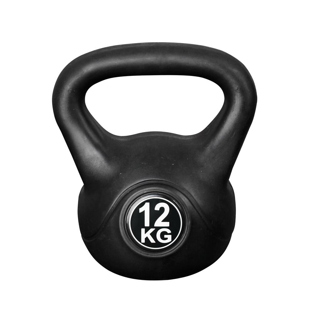 IVOL Kettlebell 12 kg - Kunststoff - für drinnen und draußen - Schwarz