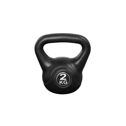 Kettlebell 2 kg - Kunststoff - für drinnen und draußen - Schwarz