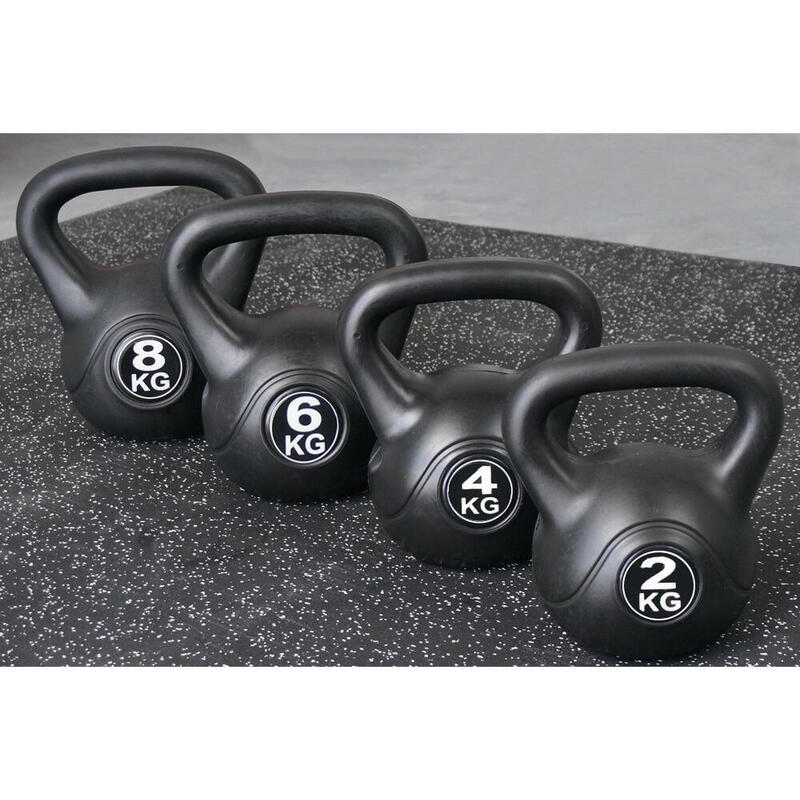 Kettlebell 2 kg - Plastic - pentru uz interior și exterior - Negru