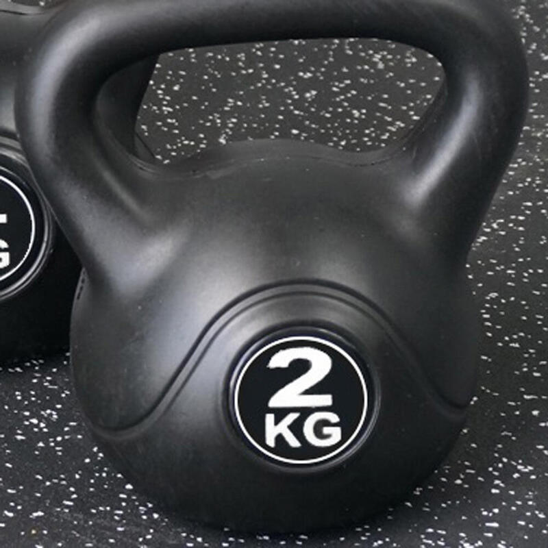 Kettlebell 2 kg - Plastic - pentru uz interior și exterior - Negru