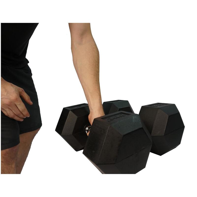 Rubber Hexagon Dumbbell - per stuk - 50 kg