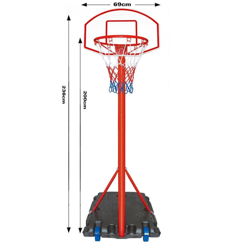 Set Cos Baschet Mobil, inaltime ajustabila 200-236 cm, dimensiune baza 69x49 cm