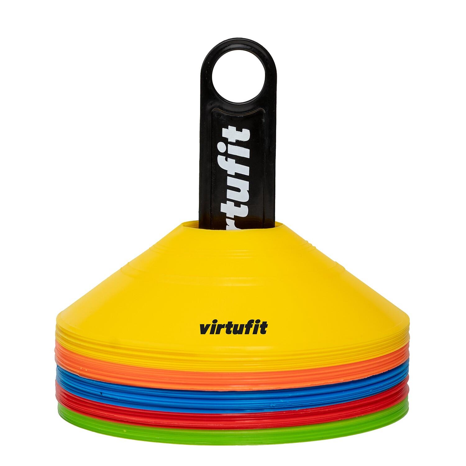 VIRTUFIT Trainingshoedjes met houder - Pionnen - 50 Stuks - Incl. draagnet