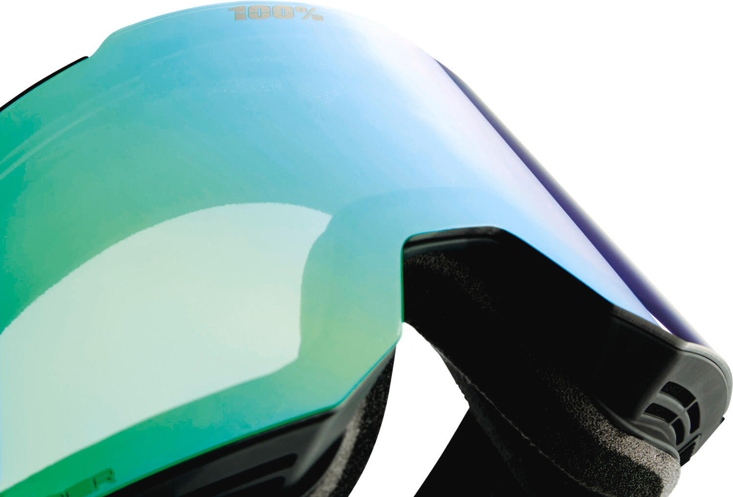 SNOWCRAFT HiPER Goggle Black/Green - Mirror Green Lens 3/4