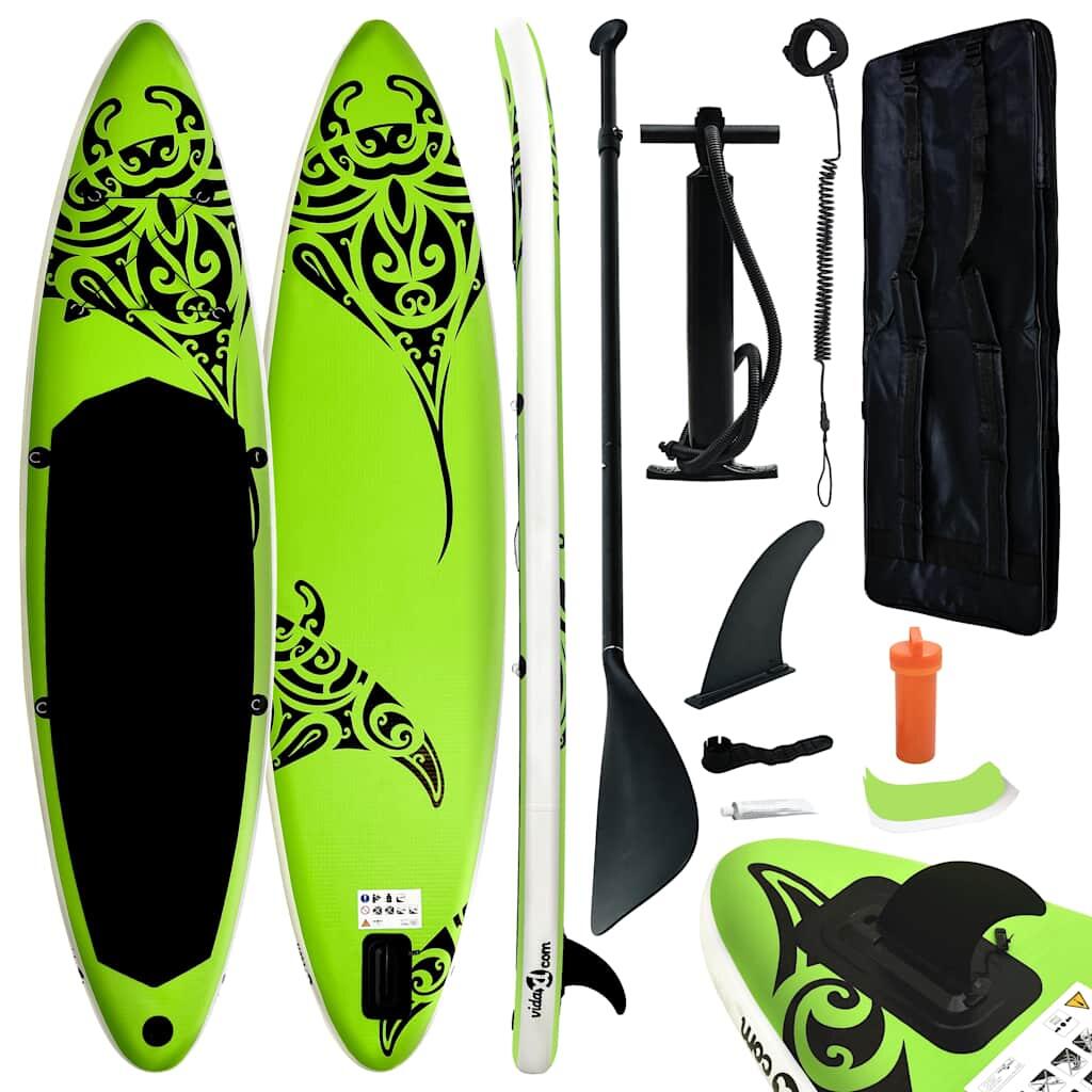 VIDAXL Juego de tabla de paddle surf inflable verde 366x76x15 cm