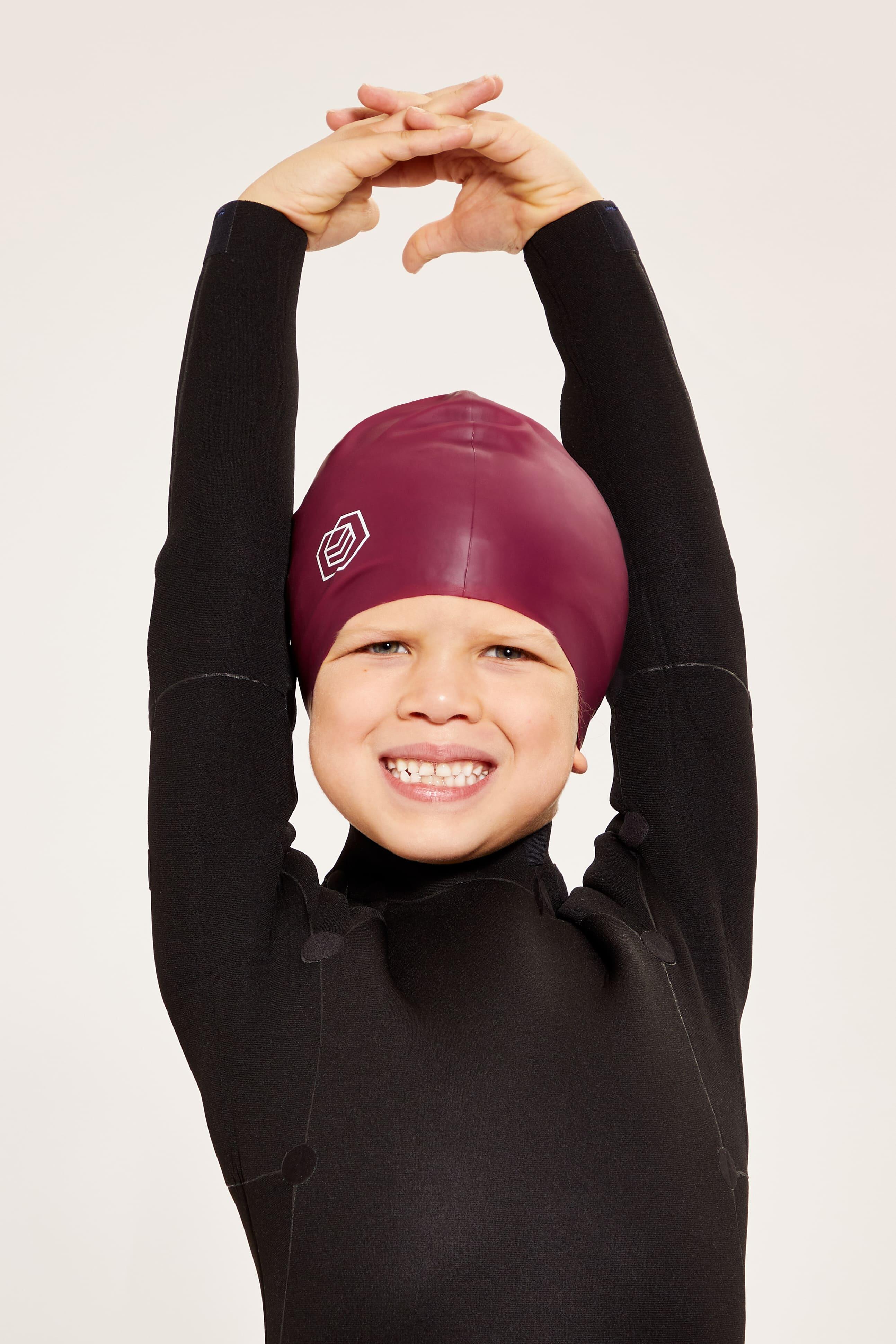 SOUL CAP Children's Swim Cap for Long Hair (Medium) - Burgundy