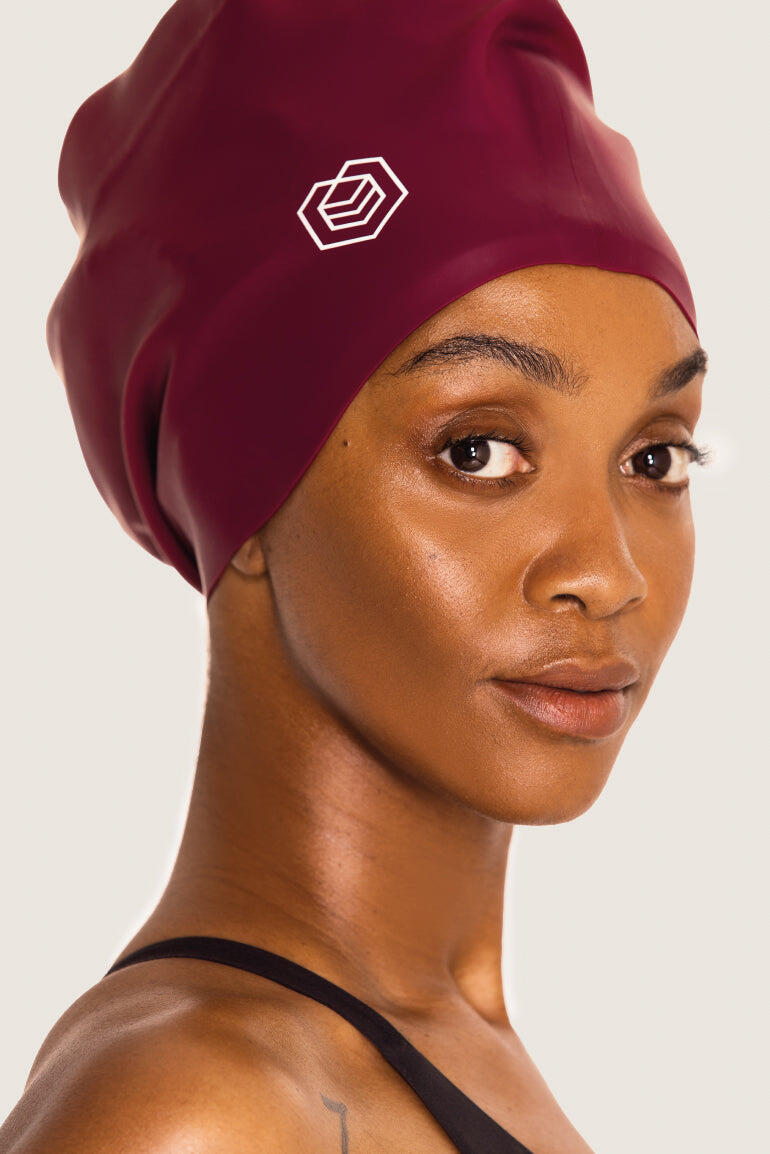 SOUL CAP Swim Cap for Long Hair (XL) - Burgundy
