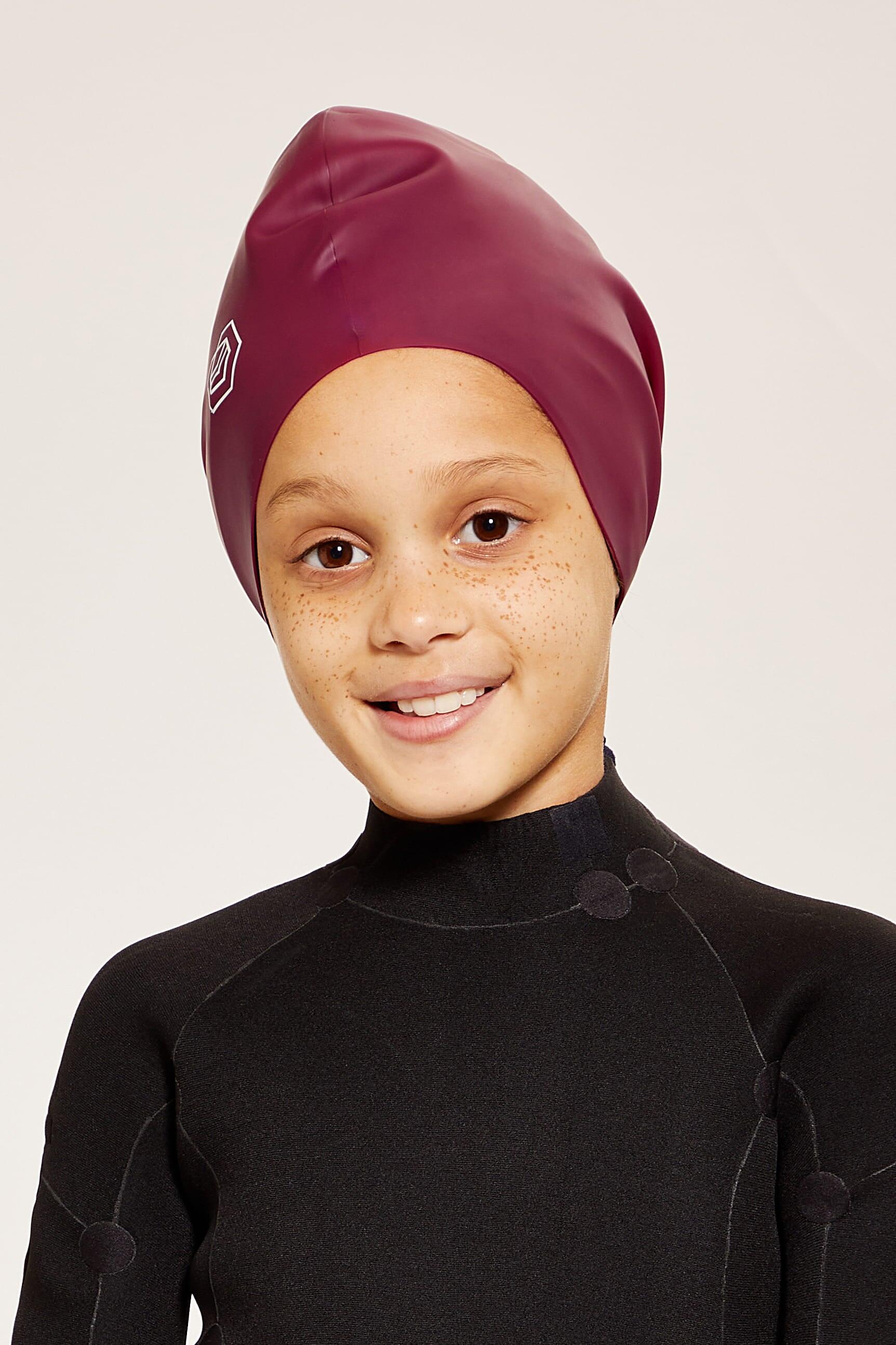 SOUL CAP Children's Swim Cap for Long Hair (Large) - Burgundy