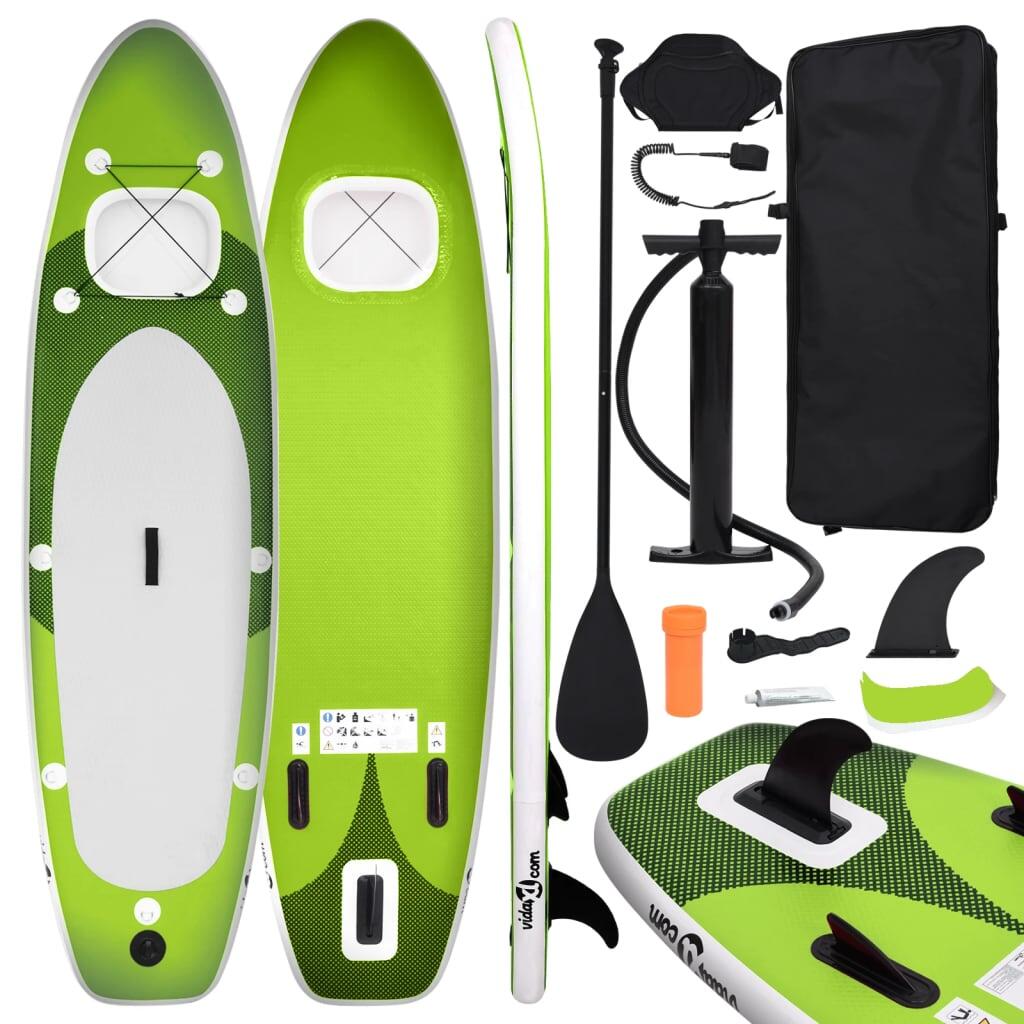 VIDAXL Set de tabla de paddle surf hinchable verde 330x76x10 cm
