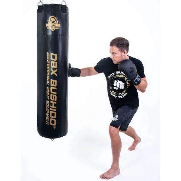Worek bokserski DBX Bushido z granulatem gumowym SBRX czarno-złoty 60kg 130cm