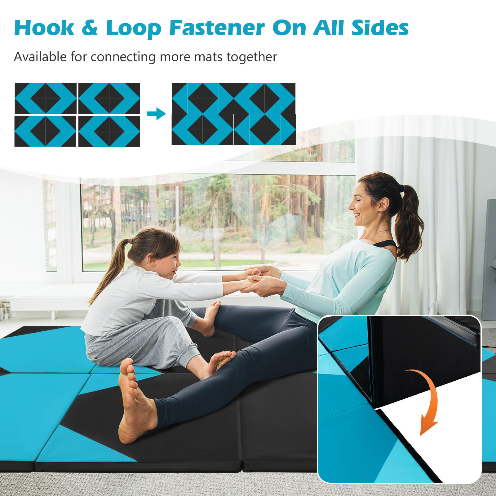 300 cm x 117 cm x 5 cm Thick Folding Gymnastics Exercise Mat with Handles
