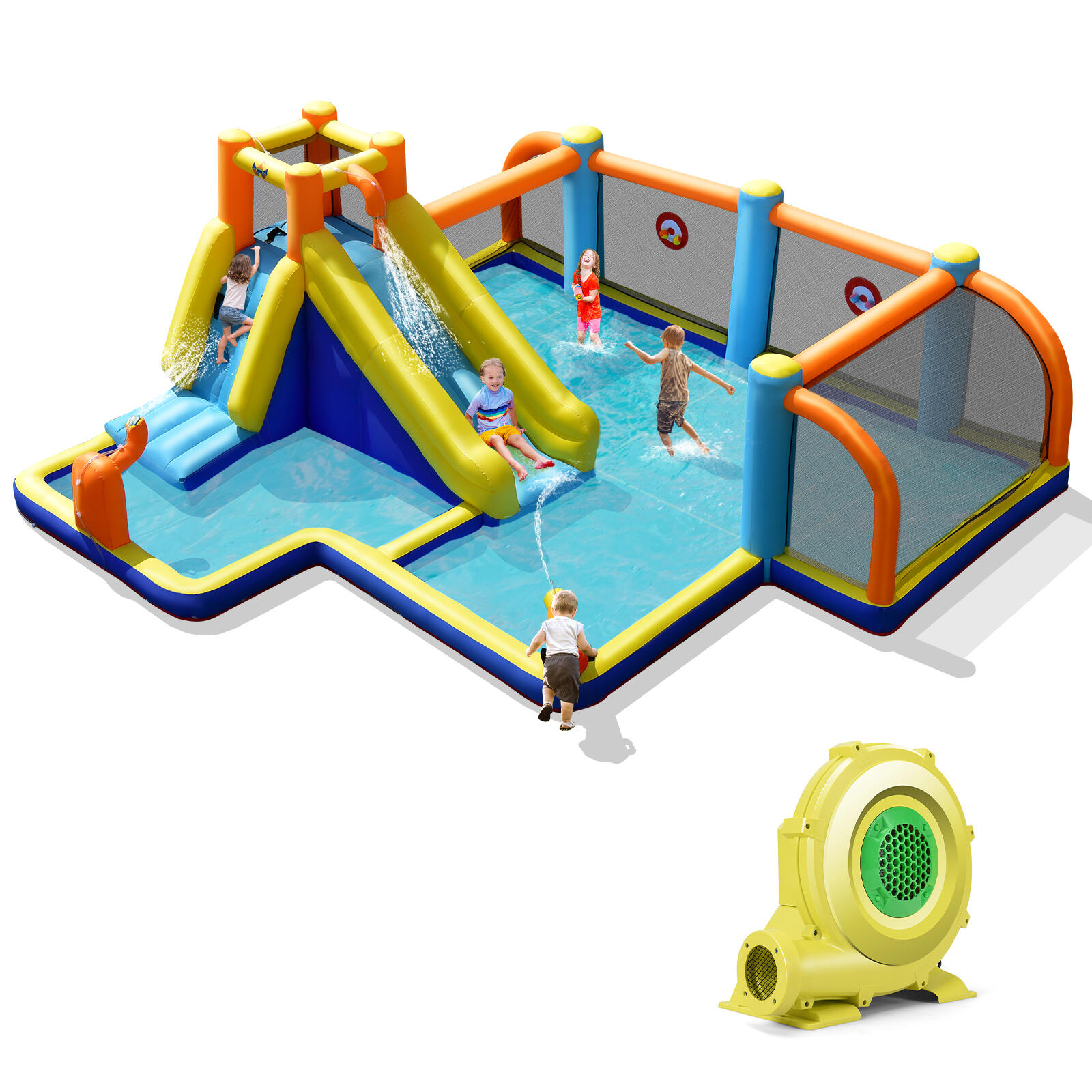 Soccer-Themed Inflatable Water Slide with Splash Pool (with 680W Blower)