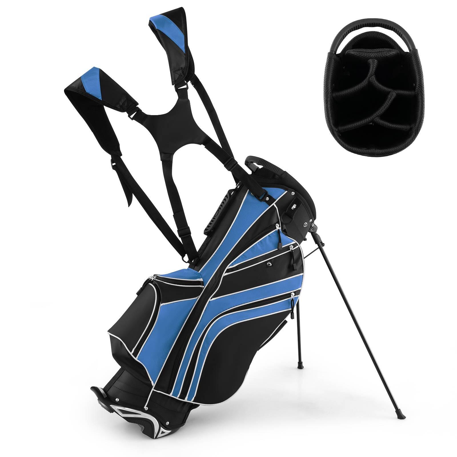 Golf Stand Bag with 6 Way Divider Carry Organizer for Outdoor Use Blue