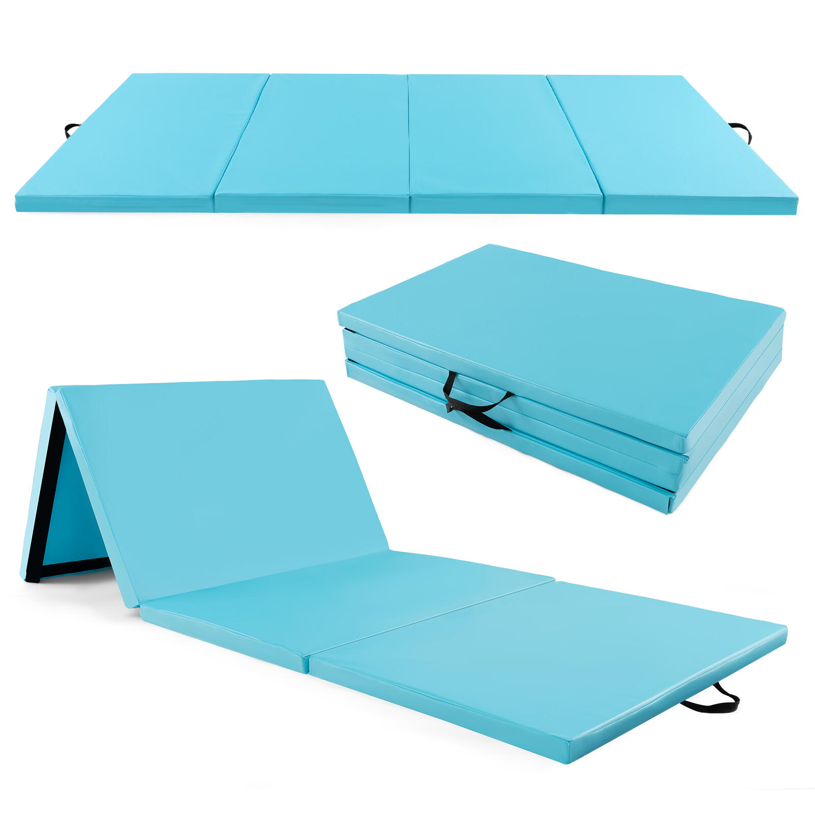 4 Panel Folding Exercise Mat with Carrying Handles and Fasteners
