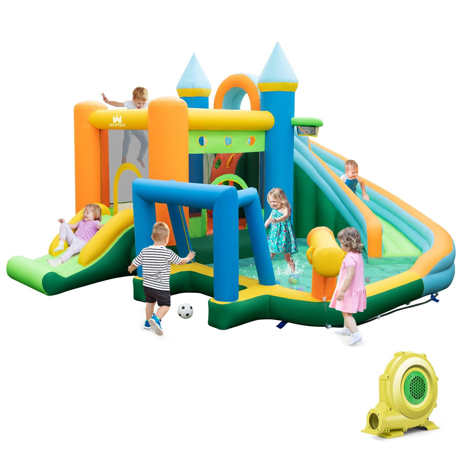 Inflatable Water Slide with Climbing Wall and Ocean Balls with 680W Blower
