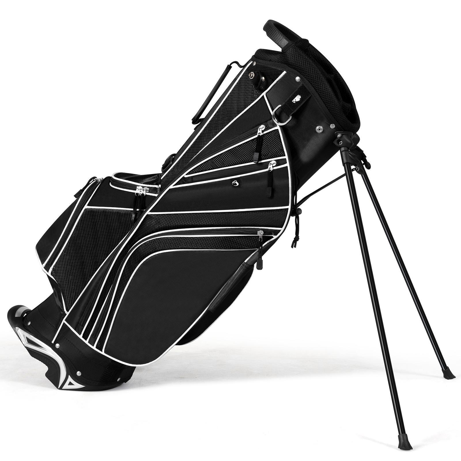 Golf Stand Bag with 6 Way Divider Carry Organizer for Outdoor Use Black