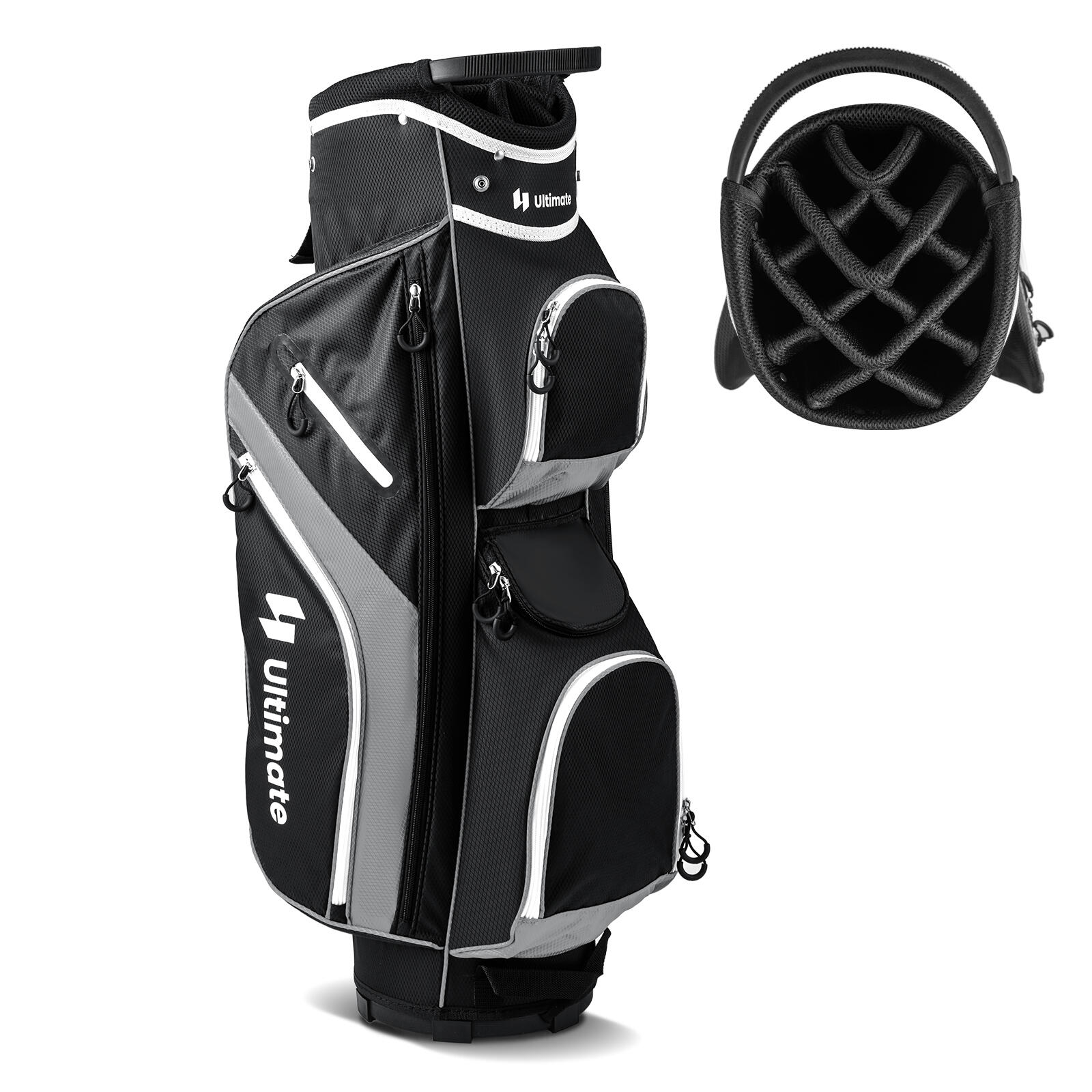 Golf Cart Bag with 14 Way Top Dividers 9 Pockets and Cooler Bag