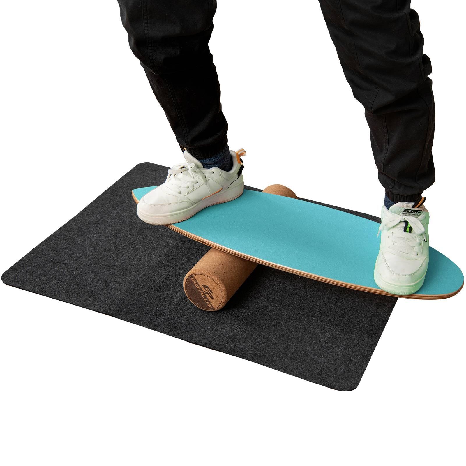 3-in-1 Wooden Balance Board Trainer with Roller & Blanket