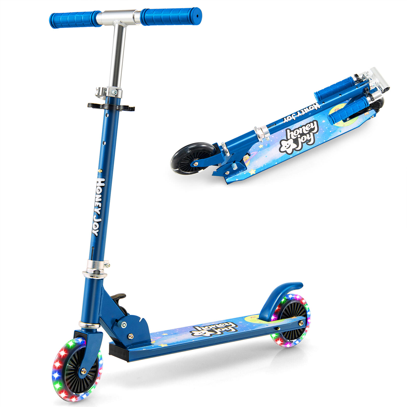 Foldable Lightweight Scooter w/ Adjustable Handlebar & LED Light