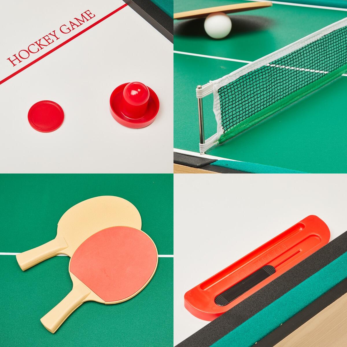 Table Multijeux 4 En 1 Pliante – Billard, Babyfoot, Hockey Sur Table Et Tennis De Table, Format 121,5 X 61 X 81,3 Cm, Idéale Pour Famille Et Amis
