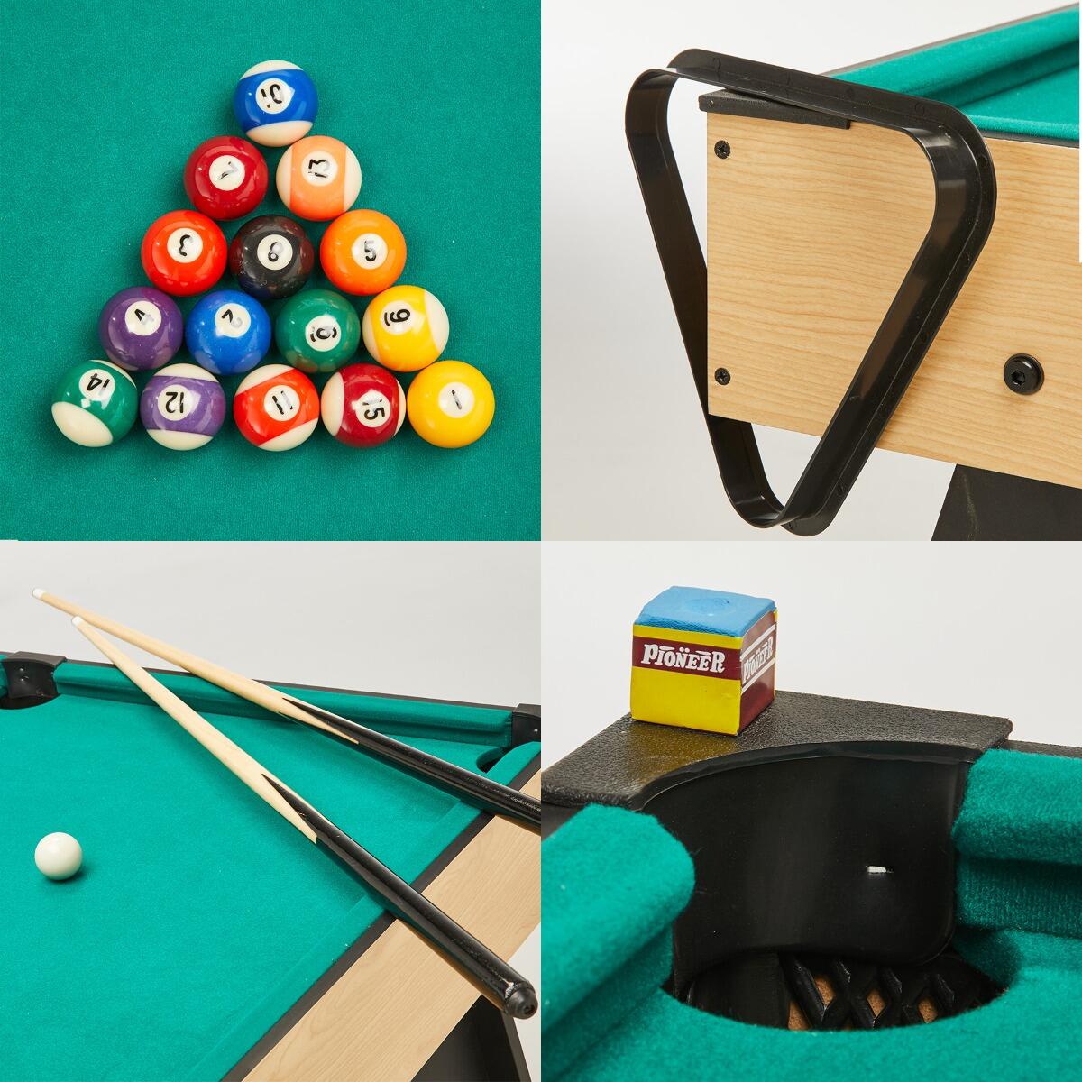 4-in-1 Multispieltisch mit Tischfußball, Billard, Tischtennis und Airhockey 3/5