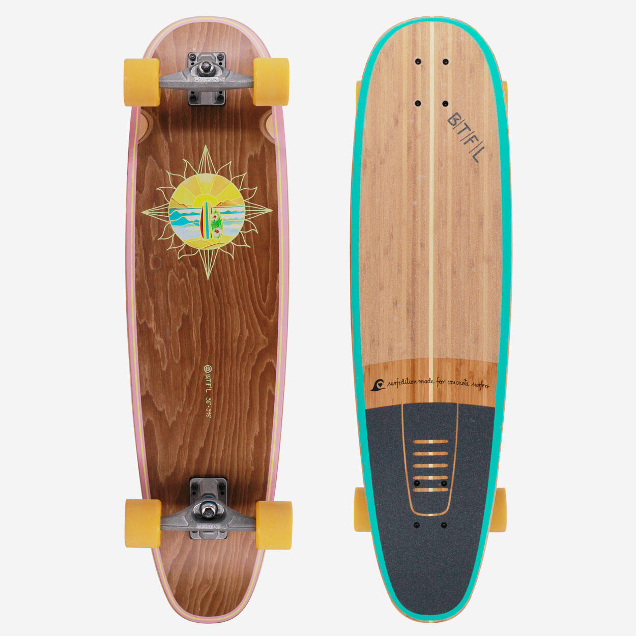 BTFL BTFL Surfskate SOL Komplettboard - 91.5 x 24.5 cm - G*Truck Surfskate Achse