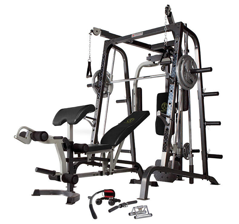 MARCY Máquina Smith Multifunción Deluxe MD-9010G,  Sistema de Poleas
