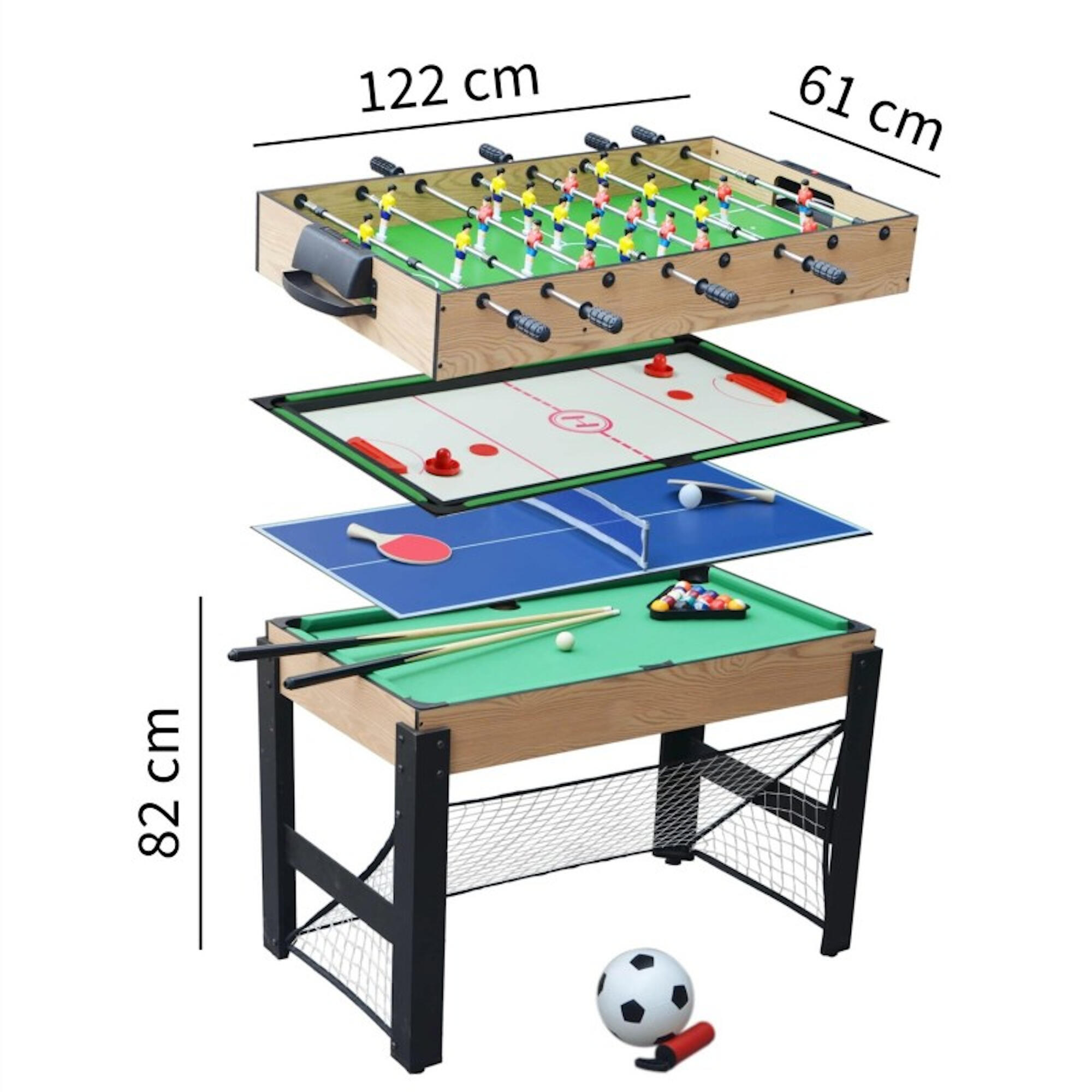 Mesa Multijuegos PENTAFORCE 122x62x82 cm. Tableros Intercambiables. 2/3
